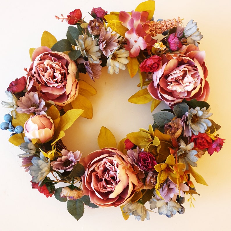 Peony and spring floral Wreath table Centrepiece wedding gift FREE DELIVERY to Australian Addresses image 3