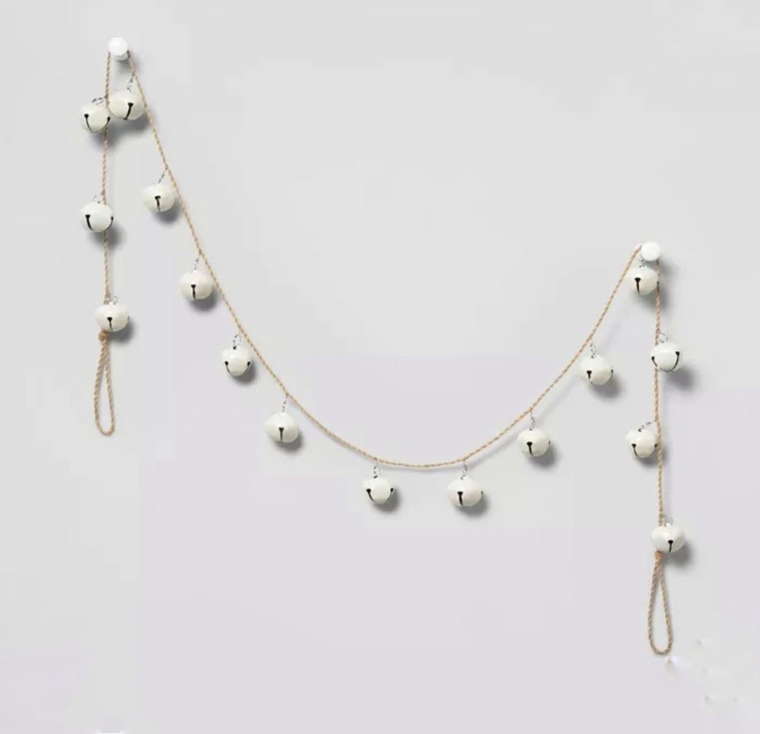 Large White Jingle Bell Garland 100cm 1m Long Christmas Wreath Entrance