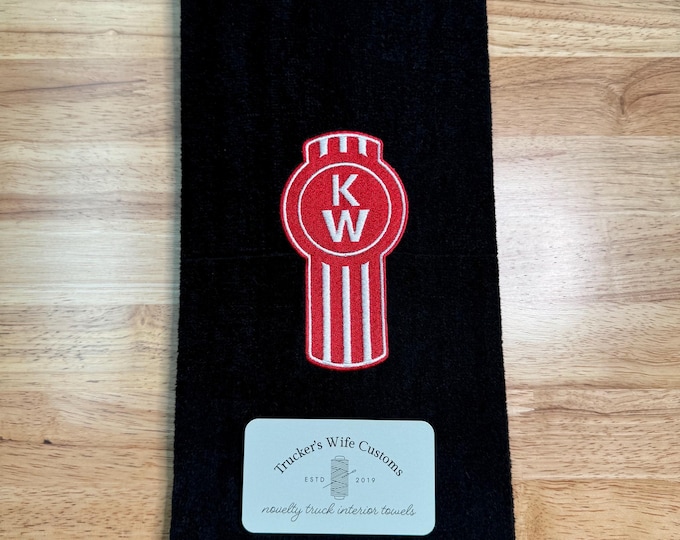 READY TO SHIP - Single - Custom novelty truck towel - Premium quality hand towel embroidered - great gift for truckers! Door handle towel