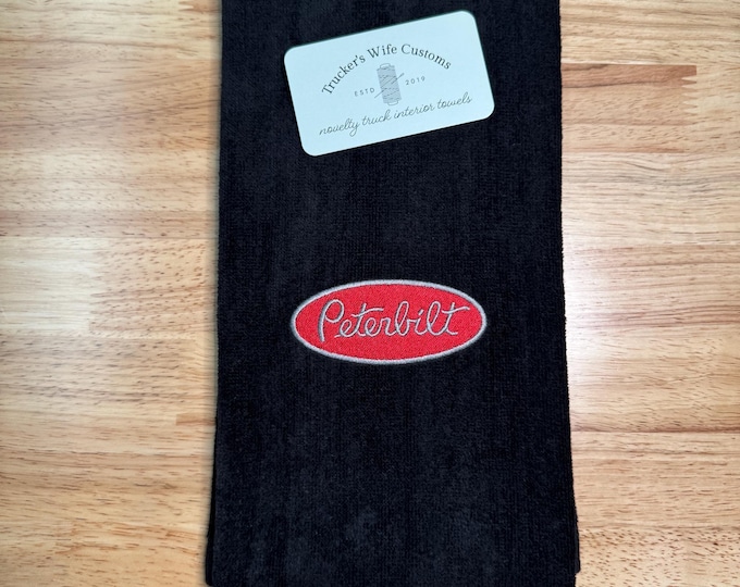 READY TO SHIP - Single novelty truck towel - Premium quality hand towel embroidered - great gift for truckers! Door handle towel red/silver
