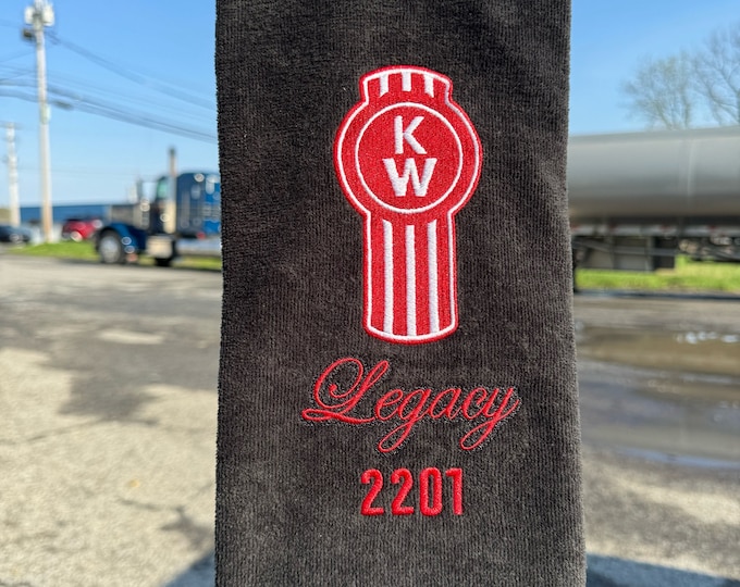SET OF 2 Custom truck towels w/ NAME - Premium quality hand towels embroidered to order - great gift for truckers! Door handle towels