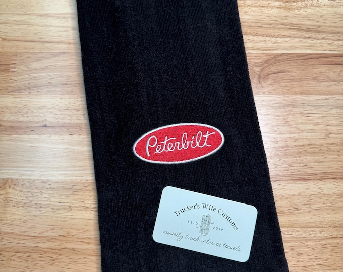 READY TO SHIP - Single - novelty truck towel - Premium quality hand towel embroidered - great gift for truckers! Door handle towel red/white