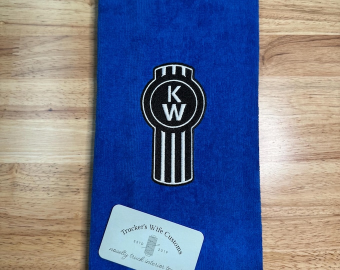 READY TO SHIP - Single - Custom novelty truck towel - Premium quality hand towel embroidered - great gift for truckers! Door handle towel
