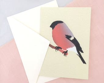 Bull Finch Card | Bird Card | Bird Greetings Card | Bird Birthday Card | Anniversary Card | Bird Art | Bird Print | Bird Art | Bull Finch