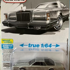 Auto World 1979 Lincoln Continental Lowrider Rare Silver Metallic