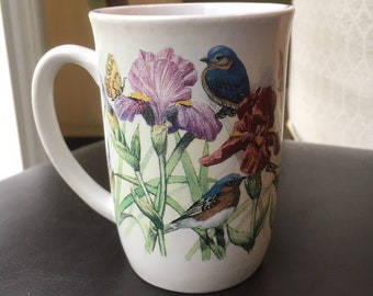 Crossroads vintage coffee mug,birds flowers