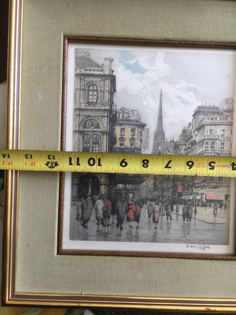 Vintage Germany etching signed by the artist-probably back from 1950-60s in beautiful original frame.