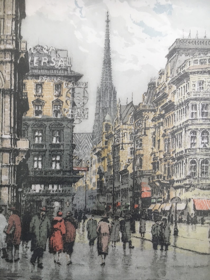 Vintage Germany etching signed by the artist-probably back from 1950-60s in beautiful original frame.