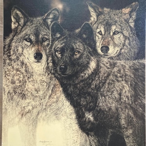 Judy Larson Wolves Limited Edition Print on Canvas Numbered 208