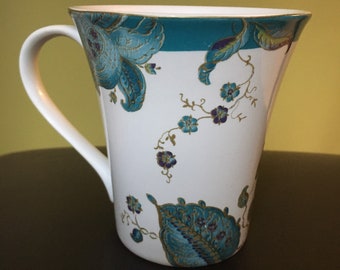 222 Fifth Eliza Teal-fine Porcelain Coffee Mug - Etsy