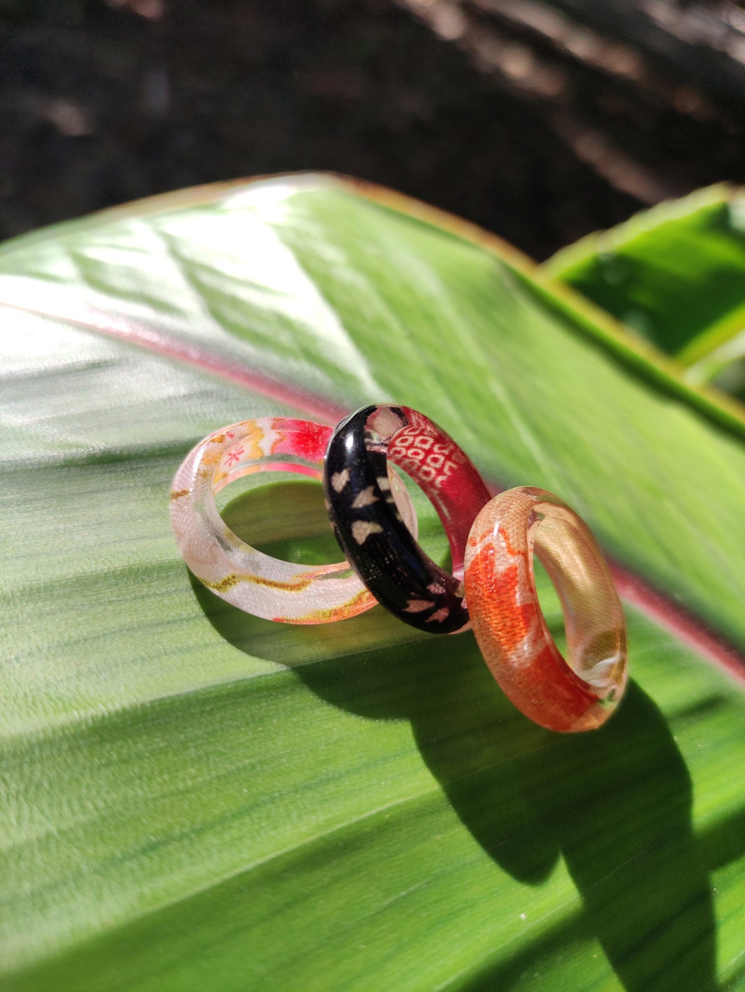 Japanese Lace Rings Resin and Japanese Fabric Rings - Etsy