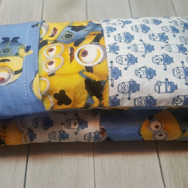 Minions Eye pillow set of 2, weighted eye pillow, anxiety relief, relaxation gift, heatable rice pack, sleep gift set, lavender eye pillow,