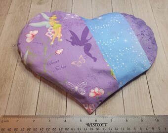 Tinkerbell Warmie Heart lavender rice heating pad, fabric rice bag, muscle relief, PMS heat pad, weighted heatable rice pack