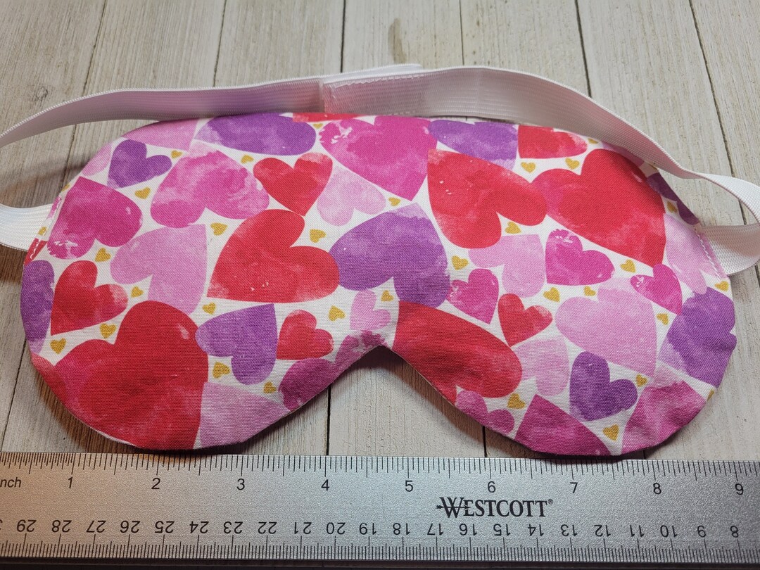 Valentine Hearts Weighted Eye Mask, Oversized Sleep Eye Pillow, Weighted Lavender Eye Sleep Mask
