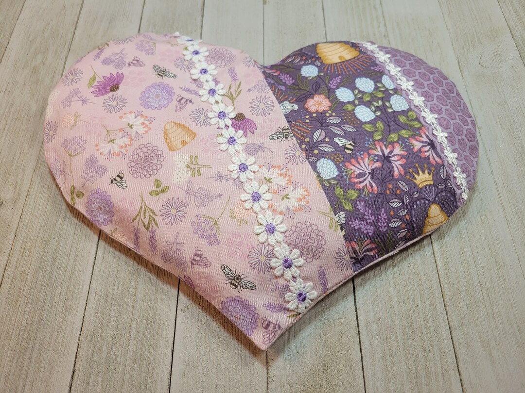Queen Bee Warmie Heart Weighted Heat Pack, Lavender Heating Pad, Fabric