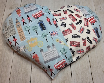 London Coronation Warmie Heart weighted heat pack, lavender heating pad, fabric rice bag, muscle relief, PMS heating pad, heatable rice pack