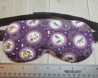 Astrology / Zodiak adjustable sleep travel sleep eye pillow, lightweight lavender eye mask for sleep, removable insert, washable cover