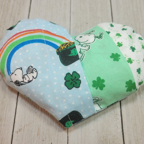 Snoopy mini heart pillow, St Patty's Day computer wrist rest, heatable mini rice bag, washable cover, aromatherapy gift, lavender sachet