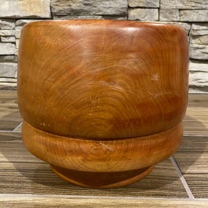 Handmade wood bowl vintage hand turned primitive