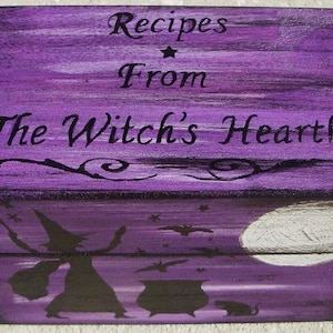 Primitive Witch Recipe Box Witches Witchcraft Halloween Folk Art Black Cats Baking Hearth Witch's Kitchen Wicca Pagan Wiccan Magic altar