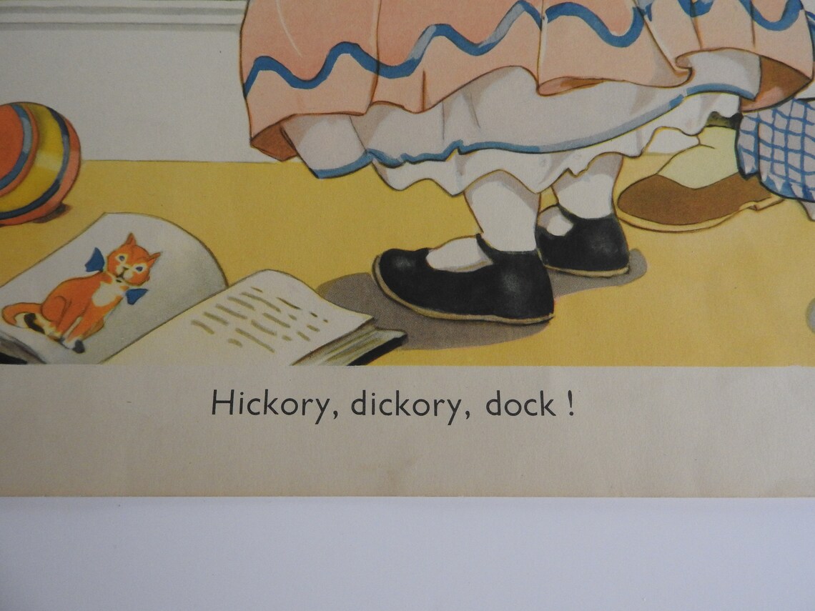 Vintage Print/poster Nursery Rhyme Hickory Dickory Dock - Etsy Denmark