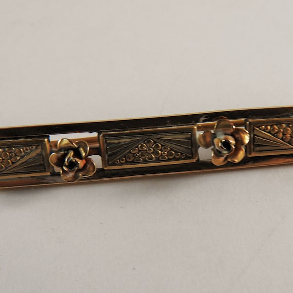 Signed Art Deco  1920's Gold Plate French Bar Brooch ORIA