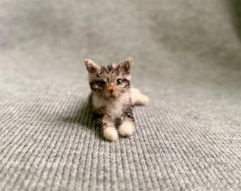 Dollhouse miniature Brown tabby cat on a scale 1:12 Cat lover gift