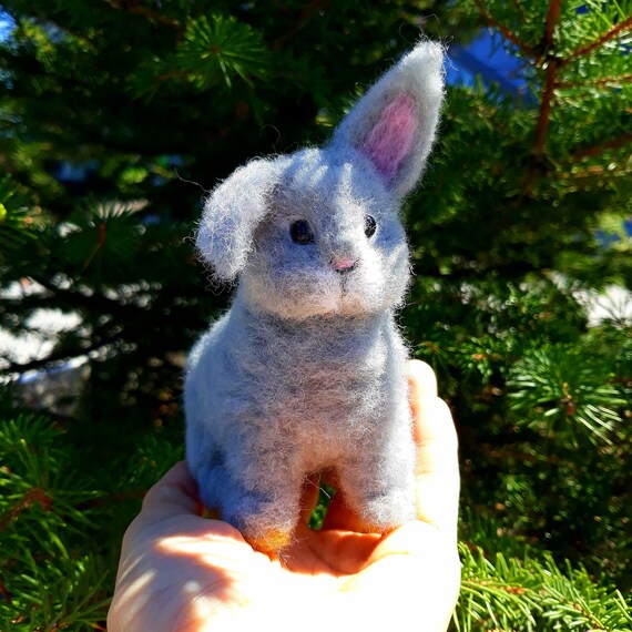 Realistic needle felted bunny Wool felting rabbit Animal Etsy