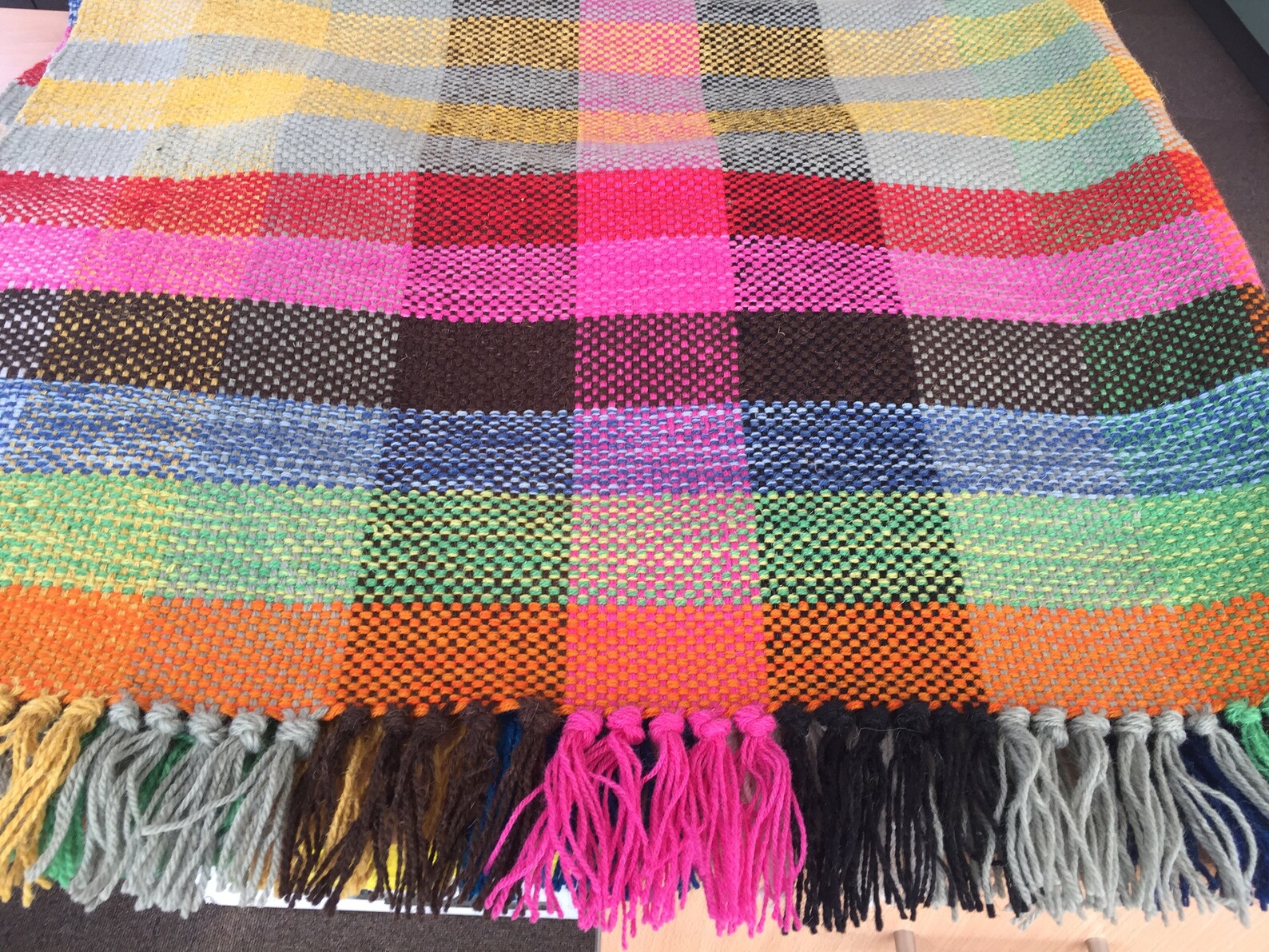 Multicolor Rug Wool Retro Design Rug Handwoven Plaid Rug Etsy