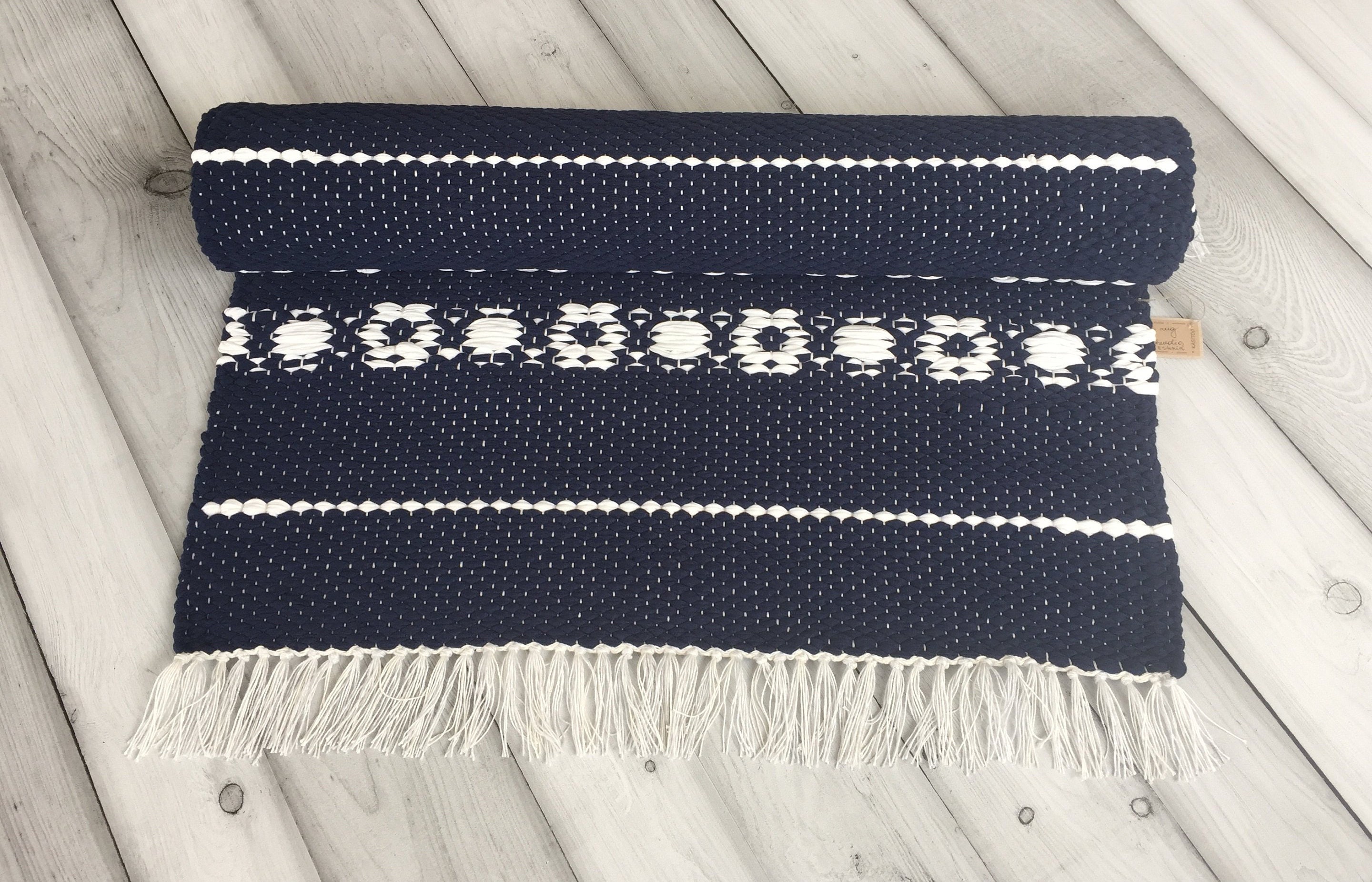 Dark Navy Rug Kitchen Runner Rug Scandinavian Rug Handwoven - Etsy