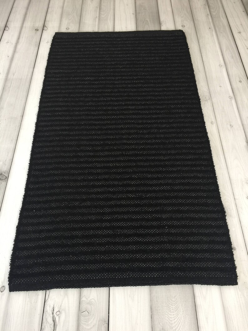 Black Runner Rug Rag Rug Washable Cotton Rug Etsy
