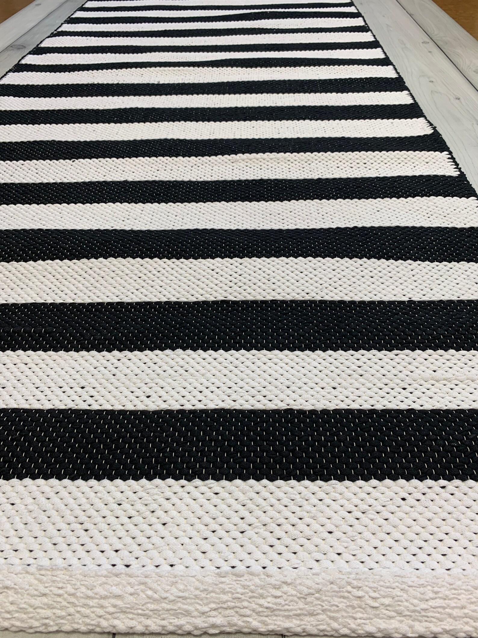 Black and White Stripe Rug Modern Farmhouse Kitchen Rug Etsy