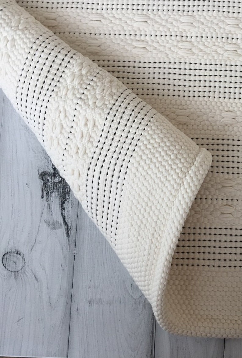 2x6 Washable Cotton Runner Rug Scandinavian Black and White Etsy