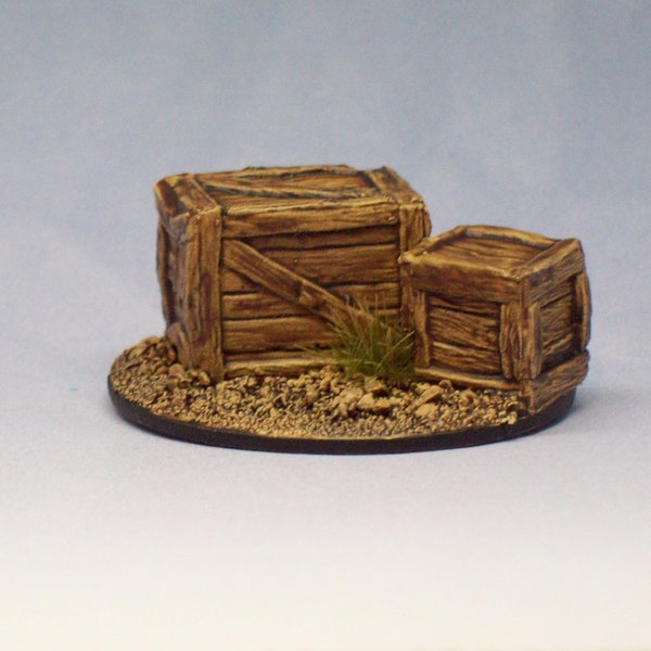 Large and Small Crates painted mini by Reaper Miniatures for RPGs like D&D