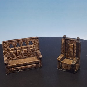 Chair and bench painted mini from Mega Miniatures for RPGs like D&D