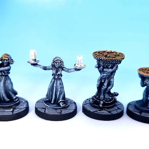 4x Statues painted mini by Mega Miniatures for RPGs like D&D dungeon decor