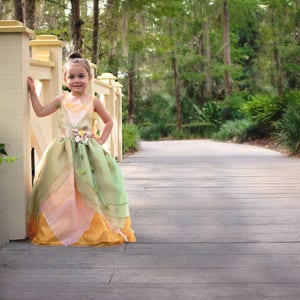 Tiana Dress / Disney Princess Dress Princess and the frog Costume / Ball gown style for toddler, child, girl, baby Princess Costume image 4