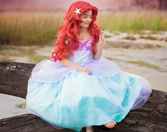 ALIZIWAY Little Girl Mermaid Costume Princess Dresses Ariel Costumes for Grils Birthday Party Halloween Cosplay 2-12 Years