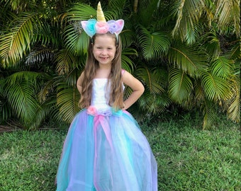 Unicorn Dress / Unicorn Costume / Pastel Ball gown style for toddler, child, girl