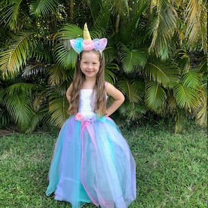 Unicorn Dress / Unicorn Costume / Pastel Ball gown style for toddler, child, girl