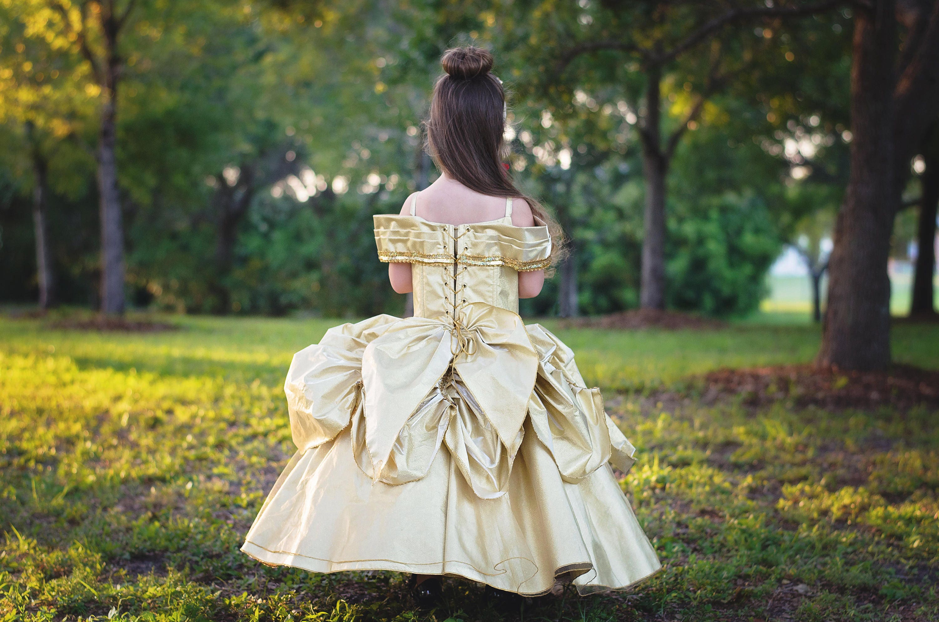 Princess Belle Dress, Gold Ball Gown, Beauty and the Beast Costume - Etsy