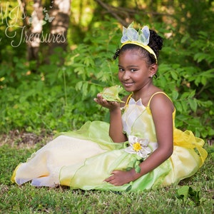 Tiana Dress / Disney Princess Dress Princess and the frog Costume / Ball gown style for toddler, child, girl, baby Princess Costume image 7