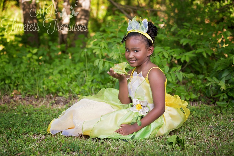Tiana Dress / Disney Princess Dress Princess and the frog Costume / Ball gown style for toddler, child, girl, baby Princess Costume image 7