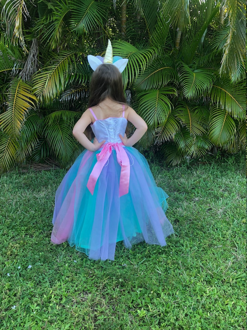 Unicorn Dress / Unicorn Costume / Pastel Ball gown style for toddler, child, girl image 4