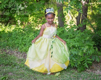 Tiana Dress / Disney Princess Dress Princess and the frog Costume / Ball gown style for toddler, child, girl, baby Princess Costume