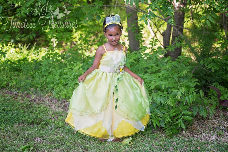 Tiana Dress / Disney Princess Dress Princess and the frog Costume / Ball gown style for toddler, child, girl, baby Princess Costume image 1