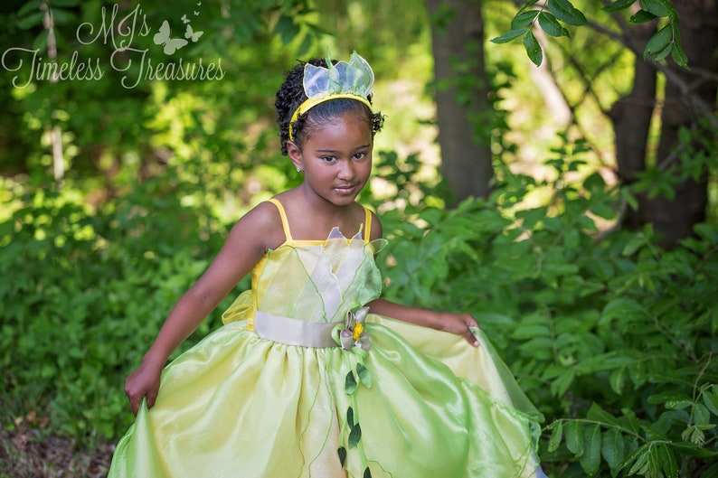 Tiana Dress / Disney Princess Dress Princess and the frog Costume / Ball gown style for toddler, child, girl, baby Princess Costume image 2