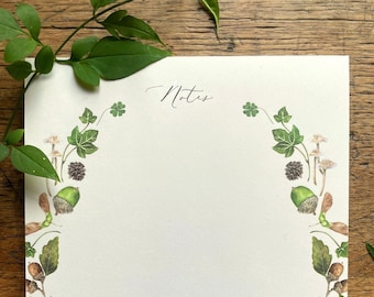 SECONDS - Natural Woodland Elements Botanical Watercolour Notepad | Botanical Watercolour Stationery