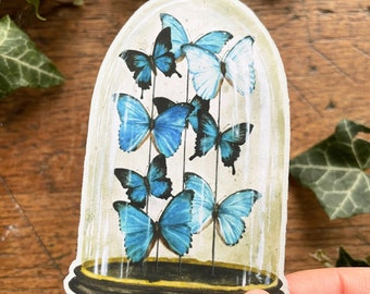 Blue Butterfly Dome Matt Vinyl Sticker | Curious Nature Oddities Art