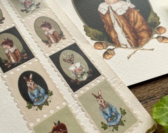Pack of 3 | The Nature of Disguise Animal Masks Stamp Washi Tape | Curious watercolour Illustration